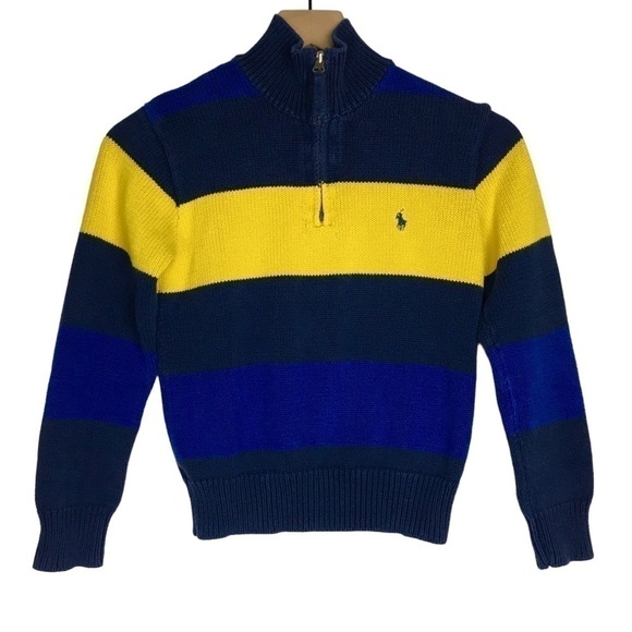 POLO by RALPH LAUREN Quarter Zip Sweater Stripe Classic Kid’s Boy’s Size Small - Picture 9 of 9